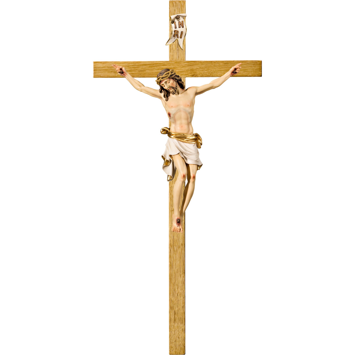 Cristo Pisa en cruz de roble